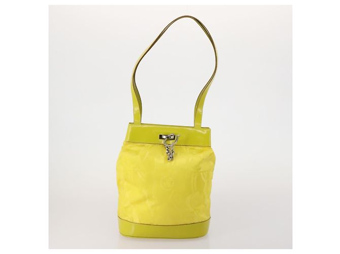 Borsa Salvatore Ferragamo Pelle Nylon Set da 3 Nero Giallo Bianco Auth 197582 - vista 2