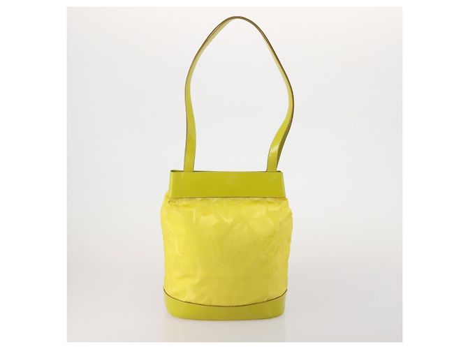 Borsa Salvatore Ferragamo Pelle Nylon Set da 3 Nero Giallo Bianco Auth 197582 - vista 3