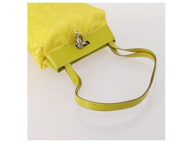 Borsa Salvatore Ferragamo Pelle Nylon Set da 3 Nero Giallo Bianco Auth 197582 - vista 5