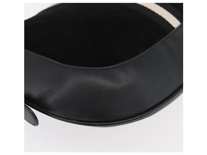 Borsa a tracolla BALLY in pelle scamosciata Nero Argento Auth sw721A - vista 12