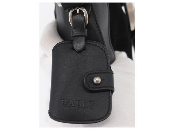 Borsa a tracolla BALLY in pelle scamosciata Nero Argento Auth sw721A - vista 14