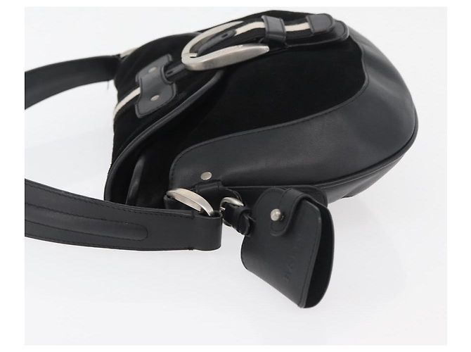Borsa a tracolla BALLY in pelle scamosciata Nero Argento Auth sw721A - vista 5