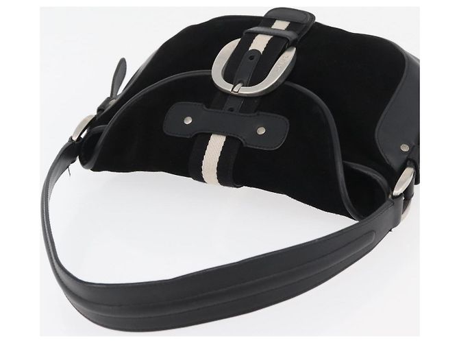 Borsa a tracolla BALLY in pelle scamosciata Nero Argento Auth sw721A - vista 6
