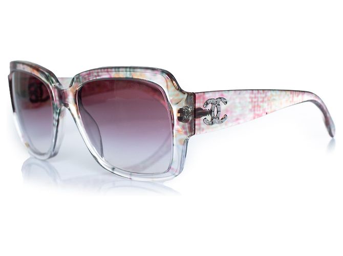 Chanel, occhiali da sole oversized con CC argentato Argento Multicolore - vista 2