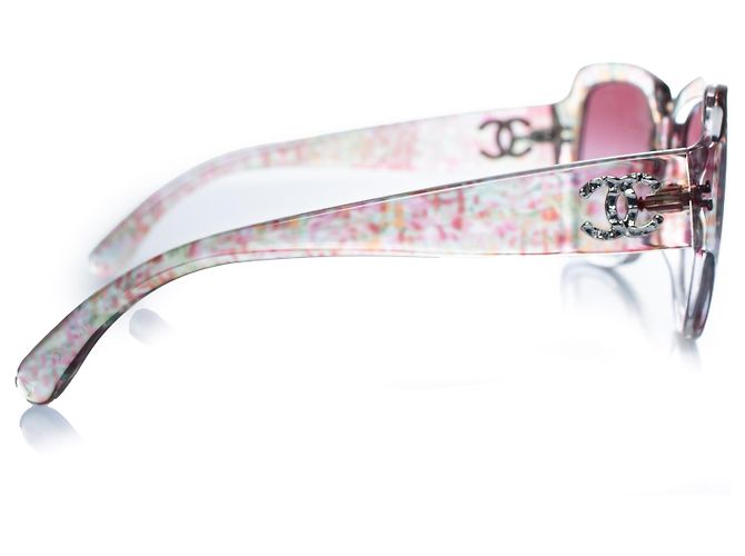 Chanel, occhiali da sole oversized con CC argentato Argento Multicolore - vista 3