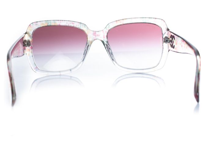 Chanel, occhiali da sole oversized con CC argentato Argento Multicolore - vista 4