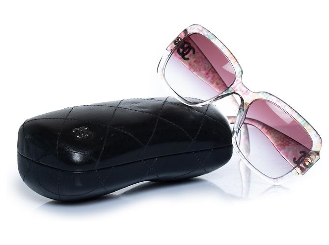 Chanel, occhiali da sole oversized con CC argentato Argento Multicolore - vista 6