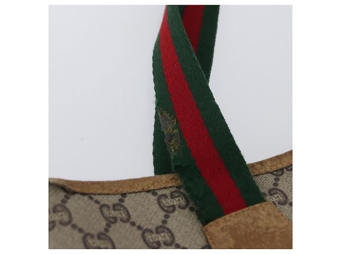 Borsa Tote GUCCI GG Plus Supreme Web Sherry Line PVC Beige Rosso Verde Auth BSZ695 - vista 10