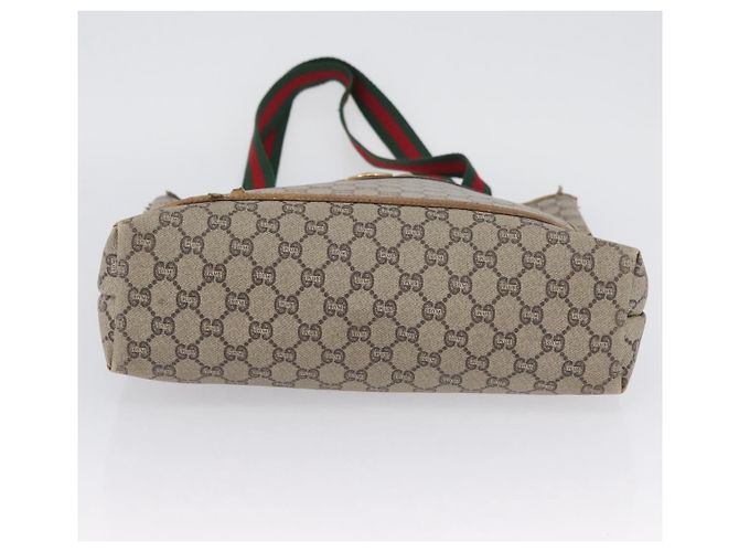 Borsa Tote GUCCI GG Plus Supreme Web Sherry Line PVC Beige Rosso Verde Auth BSZ695 - vista 11