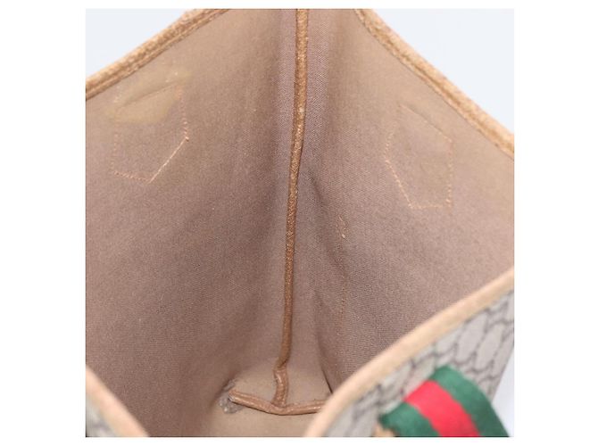 Borsa Tote GUCCI GG Plus Supreme Web Sherry Line PVC Beige Rosso Verde Auth BSZ695 - vista 19