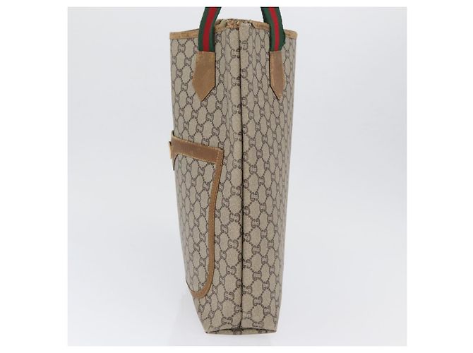 Borsa Tote GUCCI GG Plus Supreme Web Sherry Line PVC Beige Rosso Verde Auth BSZ695 - vista 4