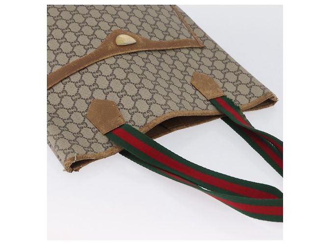 Borsa Tote GUCCI GG Plus Supreme Web Sherry Line PVC Beige Rosso Verde Auth BSZ695 - vista 7
