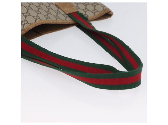 Borsa Tote GUCCI GG Plus Supreme Web Sherry Line PVC Beige Rosso Verde Auth BSZ695 - vista 8
