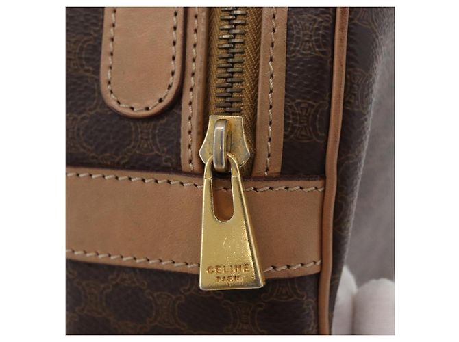 Céline Borsa a tracolla CELINE Macadam Canvas PVC Leather Brown Gold Auth BSZ634 Marrone D'oro - vista 14