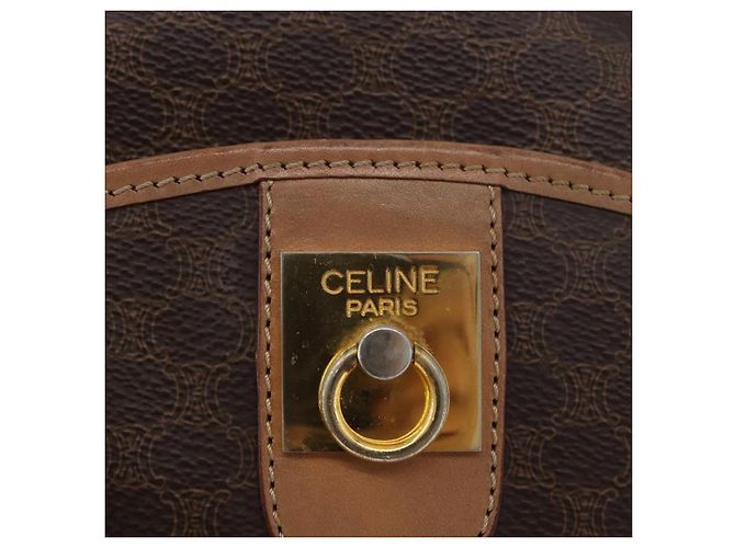 Céline Borsa a tracolla CELINE Macadam Canvas PVC Leather Brown Gold Auth BSZ634 Marrone D'oro - vista 15