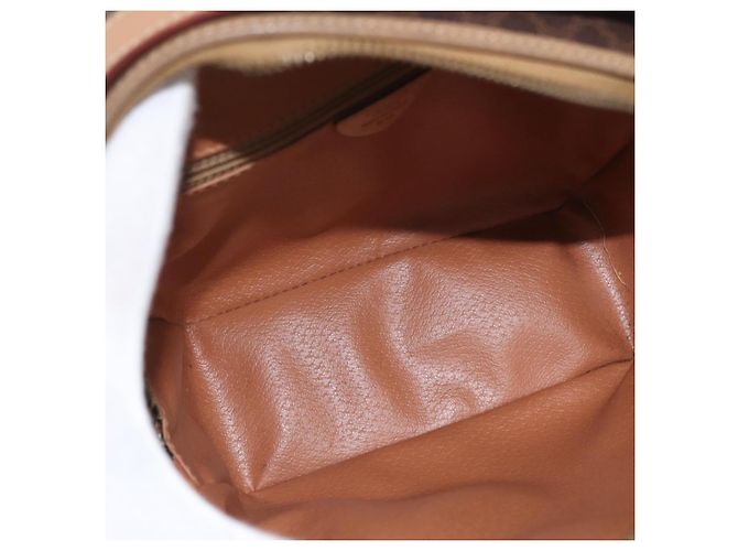 Céline Borsa a tracolla CELINE Macadam Canvas PVC Leather Brown Gold Auth BSZ634 Marrone D'oro - vista 17