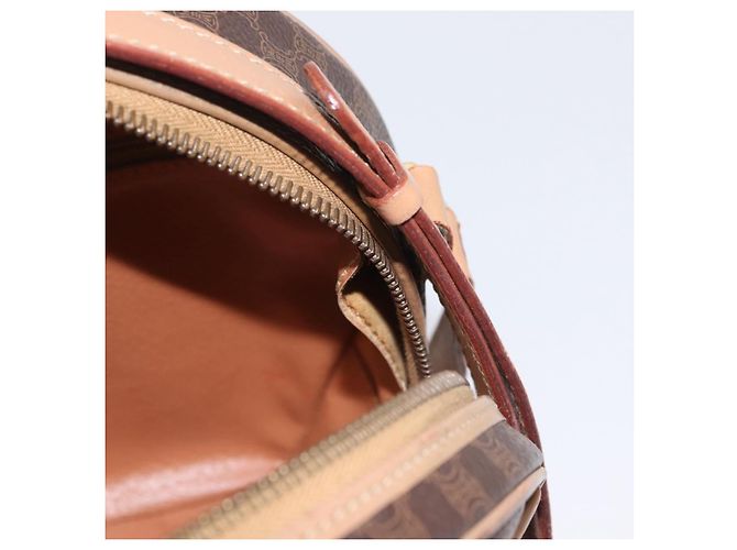 Céline Borsa a tracolla CELINE Macadam Canvas PVC Leather Brown Gold Auth BSZ634 Marrone D'oro - vista 19
