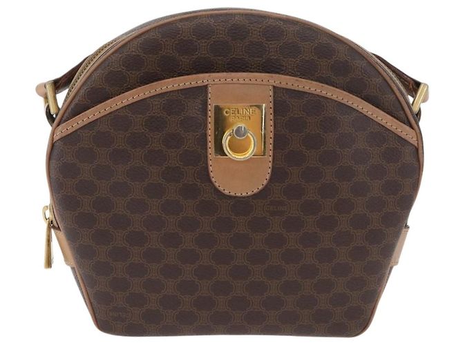 Céline Borsa a tracolla CELINE Macadam Canvas PVC Leather Brown Gold Auth BSZ634 Marrone D'oro - vista 2