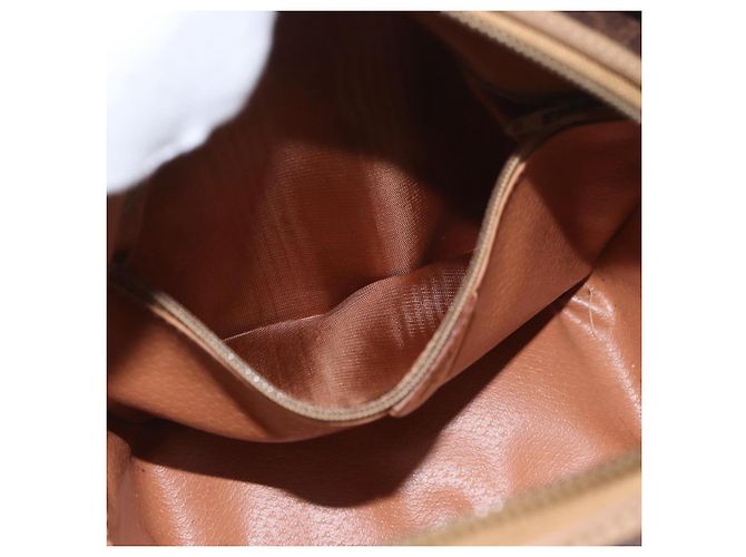 Céline Borsa a tracolla CELINE Macadam Canvas PVC Leather Brown Gold Auth BSZ634 Marrone D'oro - vista 22