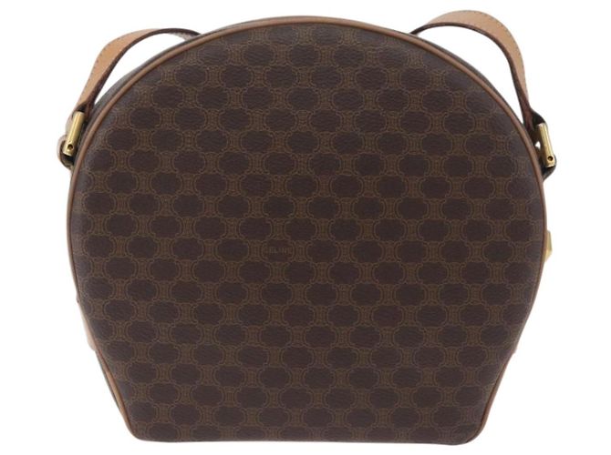 Céline Borsa a tracolla CELINE Macadam Canvas PVC Leather Brown Gold Auth BSZ634 Marrone D'oro - vista 3