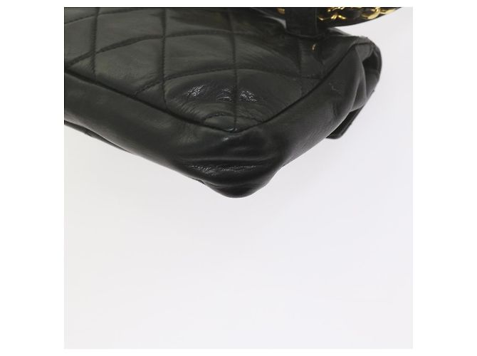 Borsa vita CHANEL Matelasse Turn Lock Chain Lamb Skin Black CC Auth ar11054 Nero - vista 15