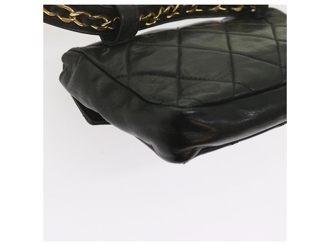 Borsa vita CHANEL Matelasse Turn Lock Chain Lamb Skin Black CC Auth ar11054 Nero - vista 16