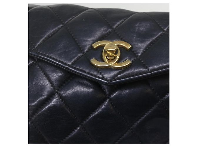 Borsa vita CHANEL Matelasse Turn Lock Chain Lamb Skin Black CC Auth ar11054 Nero - vista 17