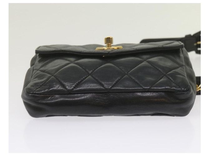 Borsa vita CHANEL Matelasse Turn Lock Chain Lamb Skin Black CC Auth ar11054 Nero - vista 5