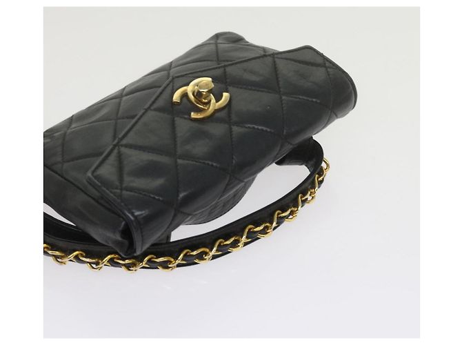 Borsa vita CHANEL Matelasse Turn Lock Chain Lamb Skin Black CC Auth ar11054 Nero - vista 6