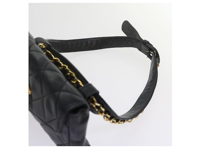 Borsa vita CHANEL Matelasse Turn Lock Chain Lamb Skin Black CC Auth ar11054 Nero - vista 8