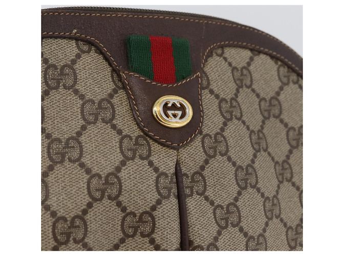 GUCCI GG Supreme Web Sherry Line Bag PVC Beige Gold 904 02 047 Auth BSZ679 Golden - view 15