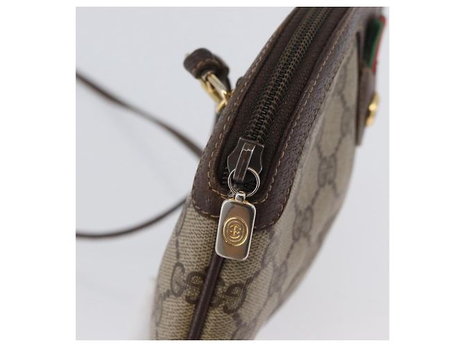 GUCCI GG Supreme Web Sherry Line Bag PVC Beige Gold 904 02 047 Auth BSZ679 Golden - view 16