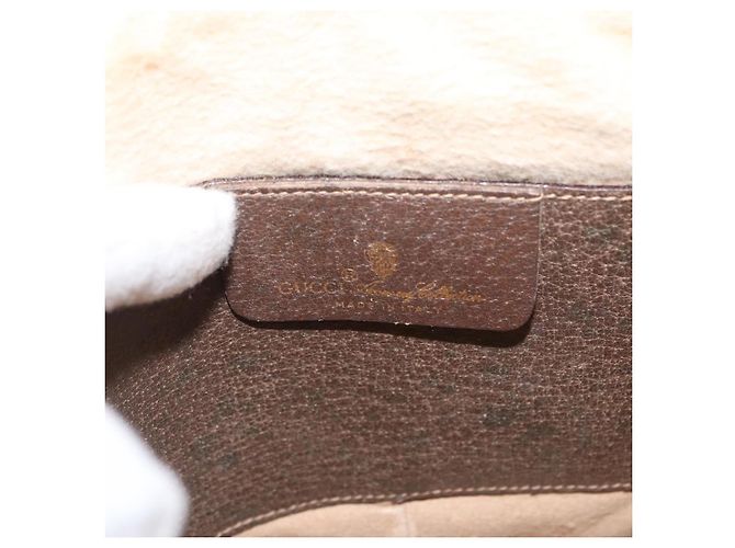 GUCCI GG Supreme Web Sherry Line Bag PVC Beige Gold 904 02 047 Auth BSZ679 Golden - view 17