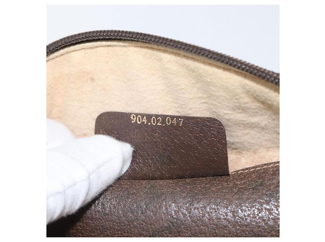 GUCCI GG Supreme Web Sherry Line Bag PVC Beige Gold 904 02 047 Auth BSZ679 Golden - view 22