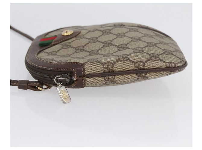 GUCCI GG Supreme Web Sherry Line Bag PVC Beige Gold 904 02 047 Auth BSZ679 Golden - view 6