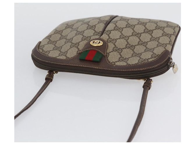 GUCCI GG Supreme Web Sherry Line Bag PVC Beige Gold 904 02 047 Auth BSZ679 Golden - view 7