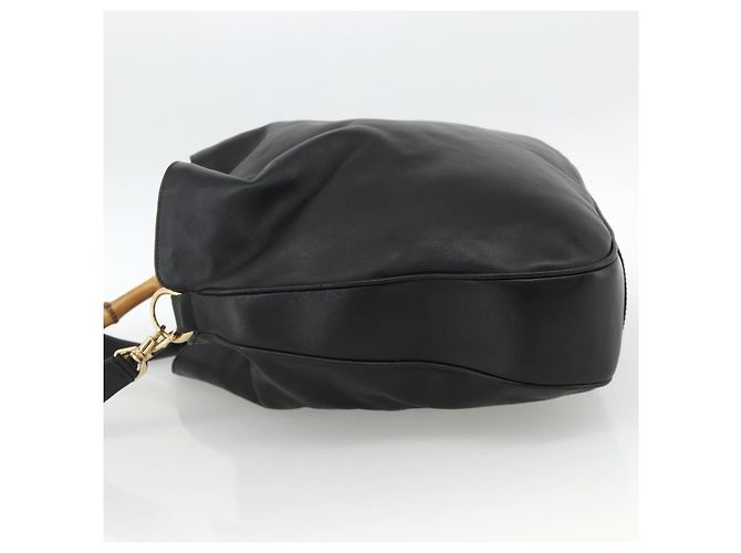 Borsa a spalla GUCCI Bamboo in pelle 2way Nero Oro 001 1577 Auth BSZ637 D'oro - vista 4