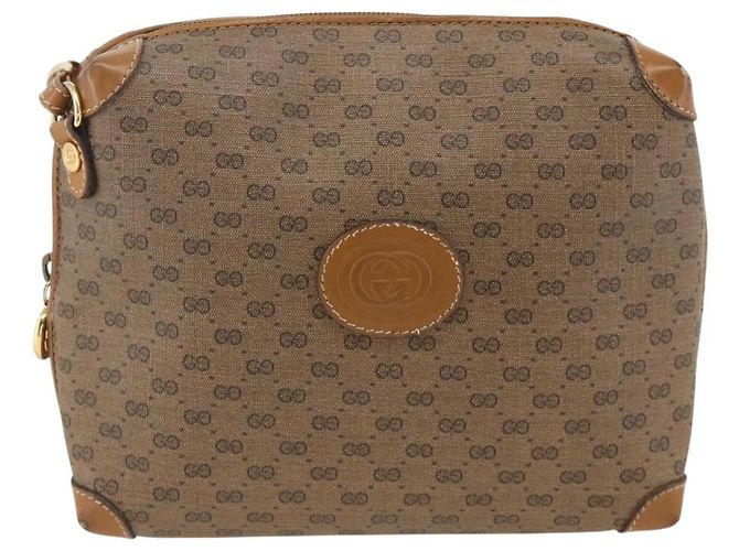 Borsa a tracolla GUCCI Micro GG Supreme PVC Beige Oro 007 115 0093 Auth BSZ654 D'oro - vista 2