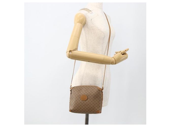 Borsa a tracolla GUCCI Micro GG Supreme PVC Beige Oro 007 115 0093 Auth BSZ654 D'oro - vista 22