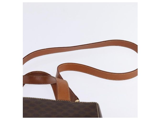 Céline Borsa a mano CELINE Macadam Canvas PVC Leather 2way Brown Gold Auth 142436 Marrone D'oro - vista 10