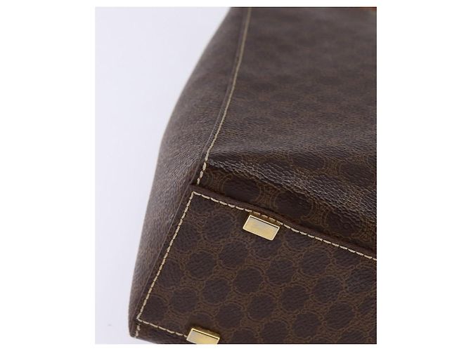 Céline Borsa a mano CELINE Macadam Canvas PVC Leather 2way Brown Gold Auth 142436 Marrone D'oro - vista 12