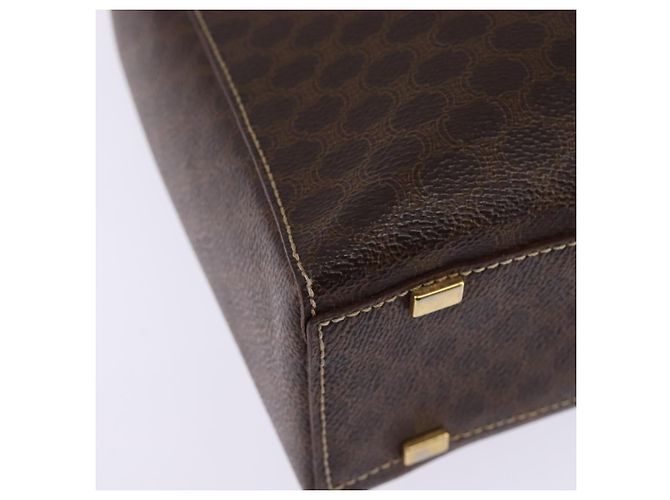 Céline Borsa a mano CELINE Macadam Canvas PVC Leather 2way Brown Gold Auth 142436 Marrone D'oro - vista 14