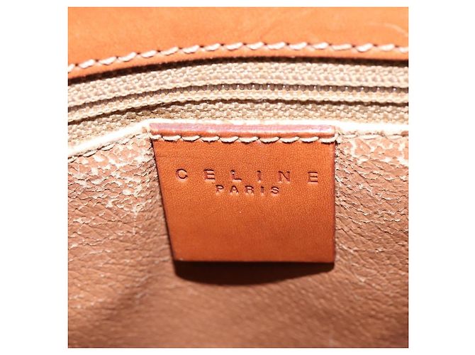 Céline Borsa a mano CELINE Macadam Canvas PVC Leather 2way Brown Gold Auth 142436 Marrone D'oro - vista 17