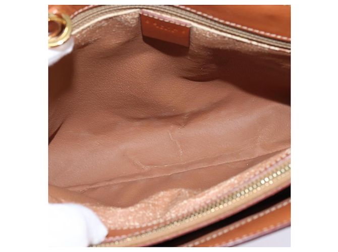 Céline Borsa a mano CELINE Macadam Canvas PVC Leather 2way Brown Gold Auth 142436 Marrone D'oro - vista 18