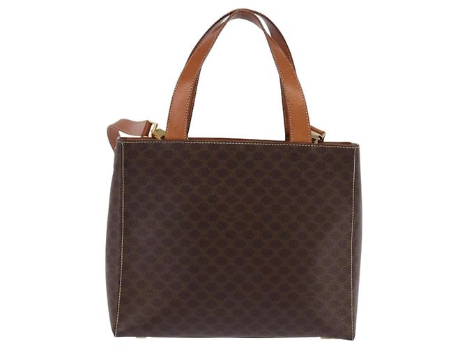 Céline Borsa a mano CELINE Macadam Canvas PVC Leather 2way Brown Gold Auth 142436 Marrone D'oro - vista 2