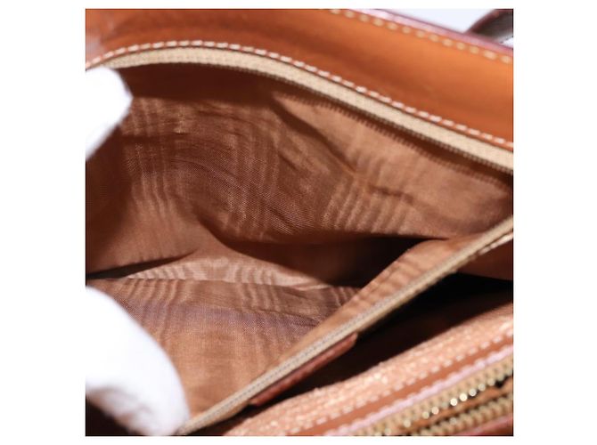Céline Borsa a mano CELINE Macadam Canvas PVC Leather 2way Brown Gold Auth 142436 Marrone D'oro - vista 24
