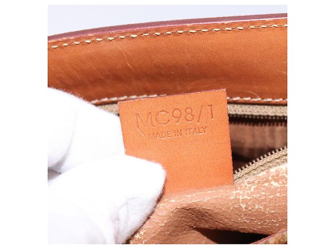 Céline Borsa a mano CELINE Macadam Canvas PVC Leather 2way Brown Gold Auth 142436 Marrone D'oro - vista 25