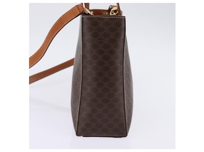 Céline Borsa a mano CELINE Macadam Canvas PVC Leather 2way Brown Gold Auth 142436 Marrone D'oro - vista 5