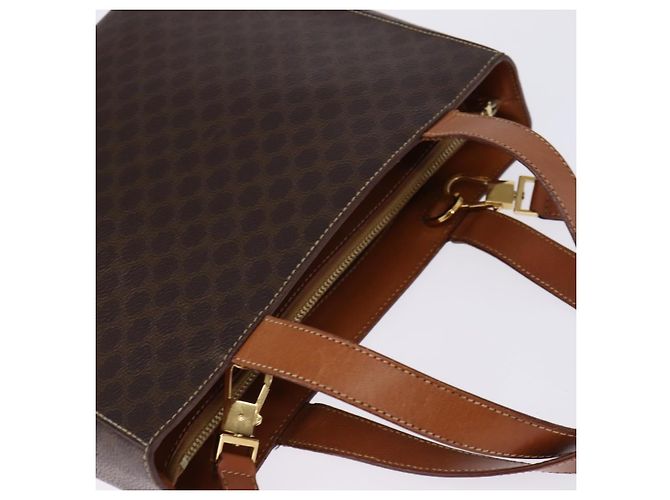 Céline Borsa a mano CELINE Macadam Canvas PVC Leather 2way Brown Gold Auth 142436 Marrone D'oro - vista 6