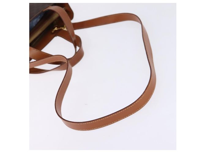 Céline Borsa a mano CELINE Macadam Canvas PVC Leather 2way Brown Gold Auth 142436 Marrone D'oro - vista 9